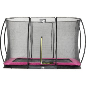 Trampolino rettangolare da incasso EXIT Silhouette rosa 244x366cm con rete di sicurezza.