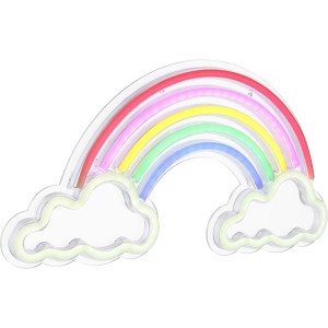 Applique néon Globo blanche en forme d'arc-en-ciel, 40x20 cm, avec lumières LED colorées.