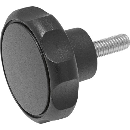 Écrou à poignée étoile en plastique Noir M10 x 20 mm / 16 pcs
