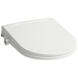 Abattant WC lavant Laufen Pro blanc en plastique, ovale, avec commande latérale. WC douche moderne.