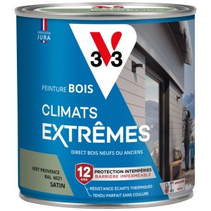 Barattolo di vernice per legno V33 Climats Extrême, verde Provenza, finitura satinata, 0,5 l. Impregnante per legno per condizioni climatiche estreme.