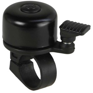 Fischer Mini campanello, nero, Ø 22mm, per manubri bici.