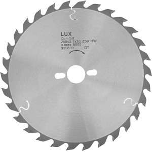 Lama per troncatrice LUX HM per legno, Ø 250 mm, 30 denti, per tagli precisi nel legno.