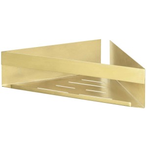 Étagère d'angle Wenko Genova Shine Turbo-Loc en or mat, étagère de douche en acier inoxydable avec drainage.
