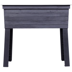 Garantia Urban Balcony Raised Bed, aiuola rialzata in plastica antracite con texture legno, 75x37 cm.