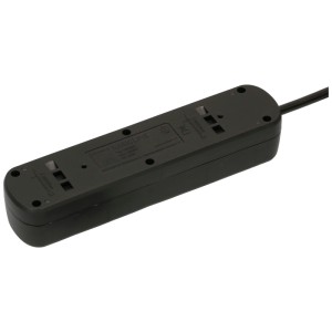 Arrière de la multiprise Basic Line noire, avec fixation pour colliers de serrage/aimants.
