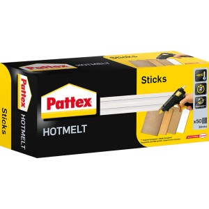 Confezione di stick di colla a caldo Pattex Hotmelt, 50 stick di colla trasparenti per pistole per colla a caldo.