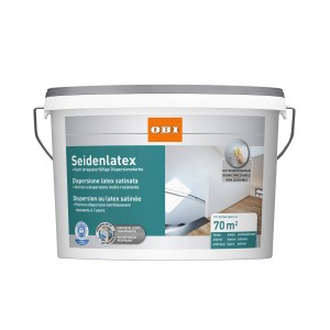 Eimer OBI Seidenlatex, seidenglänzend, Weiss, 10 l. Latexfarbe für strapazierfähige Wände.