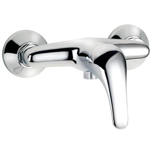 Mitigeur de douche Tirso chromé à levier unique pour montage mural dans la douche.