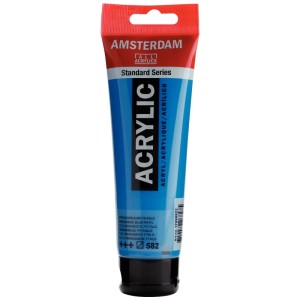 Tube de peinture acrylique Amsterdam Bleu manganèse phtalo 120ml, série Standard.
