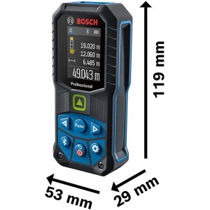 Bosch Professional GLM 50-27 CG Laser-Entfernungsmesser mit Maßen 119x53x29mm.