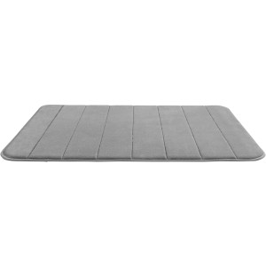 Tappeto da bagno Wenko Memory Foam a strisce grigio chiaro, 50x80 cm, per bagni.