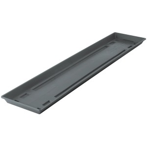 Soucoupe anthracite pour jardinière, 15x78 cm, adaptée aux jardinières standard.