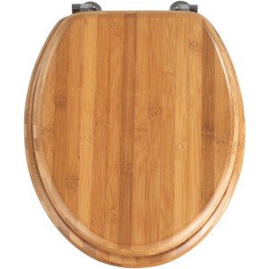 Wenko WC-Sitz Bambus Braun, sedile WC in legno di bambù chiaro con cerniere in metallo cromato.