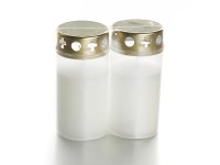 Grabkerze mit Deckel Weiss 2er-Set
