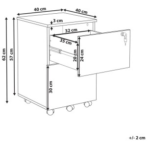 Beliani Armoire de bureau Johnson à roulettes marron clair 62 x 40 x 40 cm