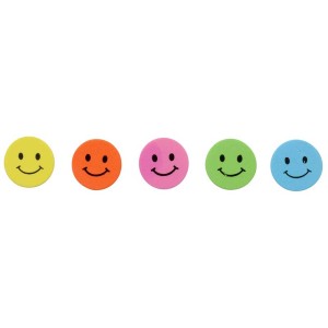 Adesivi in gomma crepla a forma di Smiley, autoadesivi, 30 pezzi, in vari colori.