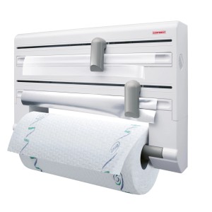 Leifheit Portarotolo da parete Parat per alluminio, pellicola trasparente e carta da cucina. Utile accessorio da cucina per montaggio a parete.