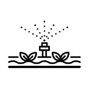 Symbole pour système d'irrigation Biohort pour potager surélevé/serre : Plantes avec irrigation goutte à goutte.
