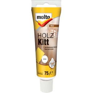 Tube Molto Holz Kitt, weiß, 75g, für Reparaturen im Innen- und Außenbereich.