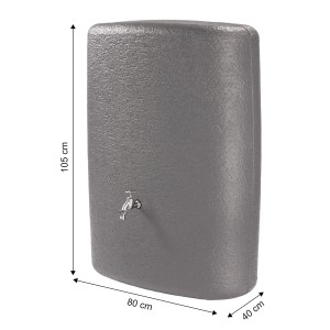 Serbatoio da parete Garantia Terranova 275 l in grafite grigio con accessori e dimensioni.