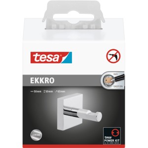 Appendino cromato Tesa Ekkro, porta asciugamani per montaggio a parete senza forare.