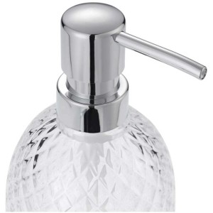 Distributeur de savon Diaqua Facette en verre transparent avec pompe chromée, Ø 8,5 cm.