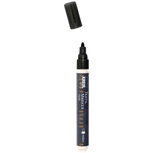 Kreul Javana Stoffmalstift Texi Mäx Opak Schwarz mit abgenommener Kappe.