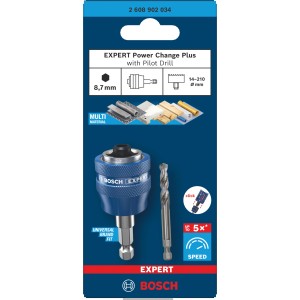 Queue de réception Bosch avec foret de centrage Expert Power Change Plus, queue hexagonale, HSS-G.