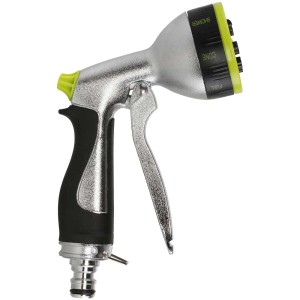Pistolet à eau Aquajet 8 jets : Pistolet pulvérisateur en métal avec 8 modes de jet et poignée ergonomique pour l'arrosage du jardin.