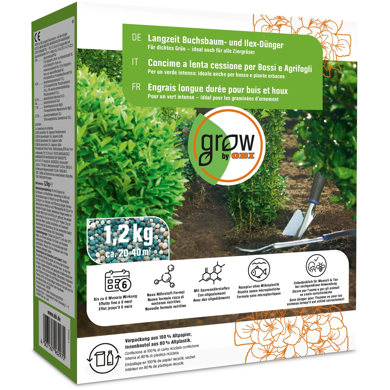 GROW by OBI Langzeit Buchsbaum- und Ilex-Dnger 1,2 kg