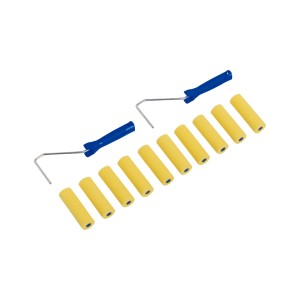 Set di rulli in schiuma LUX Fine, 12 pezzi: 10 rulli in schiuma e 2 staffe per verniciare.