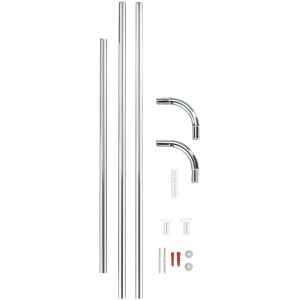 Wenko Barre d'angle universelle 20 mm chrome, barre de douche avec accessoires de montage.