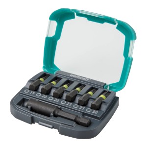 Wolfcraft Bit-Box Impact, 7 pezzi con attacco TX e portabit in scatola pieghevole.