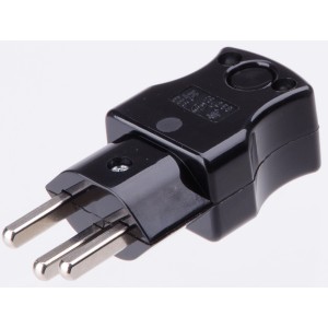 Fiche noire 3 pôles Type 23 pour 16A/250V, adaptée aux connecteurs plats.