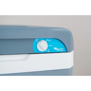 Campingaz Kühlbox Powerbox Plus, Detailansicht des Einstellrads für Leistungsregulierung.