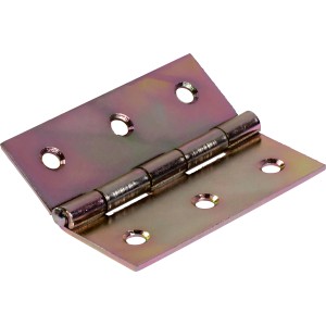 Cerniera semilarga zincata gialla, 75x51 mm, con fori per viti per collegamenti flessibili.