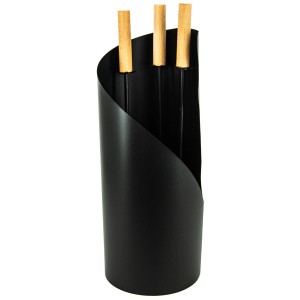 Set d'outils de cheminée Valo Göteborg, 3 pièces, noir avec manches en bois. Accessoire pour cheminées et poêles.