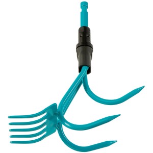 Gardena Combisystem 2in1: zappetta e rastrello color turchese e nero.