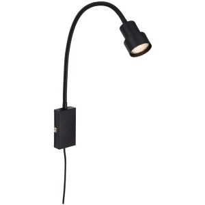 Applique à prise noire Briloner Tusi avec bras flexible, idéale comme lampe de lecture ou de chevet.