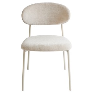 Beliani Esszimmerstuhl Cowley, 2er-Set, hellbeige Chenille, Metallgestell.