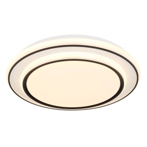 Plafonnier LED rond blanc Logan de Globo avec accent noir pour un éclairage agréable.