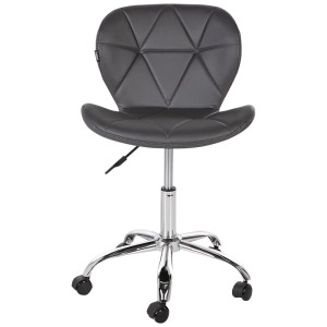 Sedia da ufficio Beliani Valetta in similpelle grigio grafite con ruote e struttura cromata.