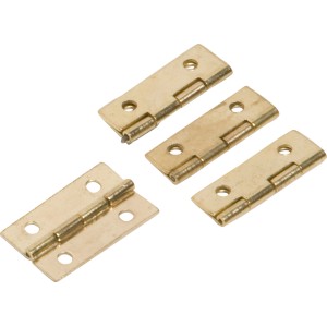 4er-Set Schatullenscharniere, 20x15 mm, vermessingter Stahl, zum Anschrauben für Schmuckschatullen.