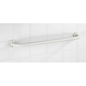 Portasciugamani Wenko Basic bianco in acciaio inox, 60 cm, antiruggine su parete bianca.