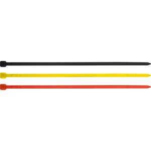 Lot de colliers de serrage, 75 pièces, 150 mm, en rouge, jaune et noir pour l'organisation des câbles.
