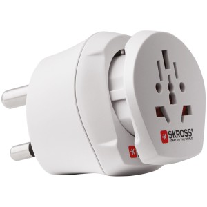 Skross Combo Adapter World to South Africa, weißer Reisestecker für Südafrika, 3-polig.