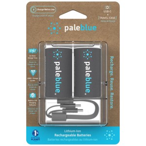 Pale Blue Batterie D (confezione da 2) con ricarica USB-C. Batterie ricaricabili per OBI.