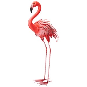 Dekorativer Flamingo aus Metall, Gartendeko für exotisches Flair, ca. 100cm hoch.