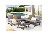 Beliani Lounge-Set Coccorino 5-Sitzer Modular Aluminium Schwarz
